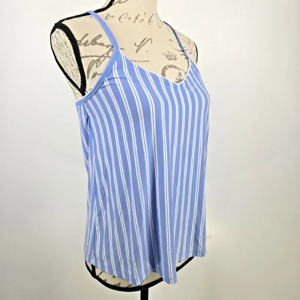 State Of Day‎ Women's Size Small Blue White Striped Sleep Shirt Cami Tank NWT